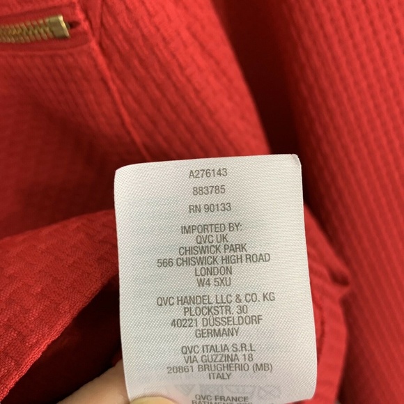 Bob Mackie Red Textured Knit Gold Zippy Blazer - Picture 3 of 7